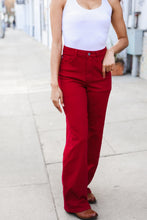 Load image into Gallery viewer, Judy Blue Heart Shaped High Rise Red Straight Leg Jeans
