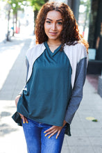 Load image into Gallery viewer, Stand Out Hunter Green V Neck Raglan Color Block Outseam Top
