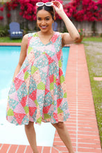 Load image into Gallery viewer, Hello Beautiful Peach &amp; Sage Patchwork Babydoll Swing Dress
