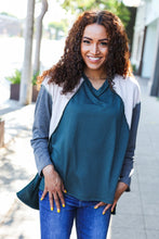 Load image into Gallery viewer, Stand Out Hunter Green V Neck Raglan Color Block Outseam Top
