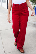 Load image into Gallery viewer, Judy Blue Heart Shaped High Rise Red Straight Leg Jeans
