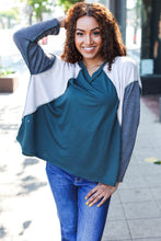 Load image into Gallery viewer, Stand Out Hunter Green V Neck Raglan Color Block Outseam Top
