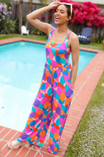 Load image into Gallery viewer, Summer Vibes Multicolor Abstract Floral Sleeveless Wide Leg Jumpsuit
