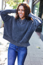 Load image into Gallery viewer, Looking Your Way Black Washed Rib Knit Cropped Sweater
