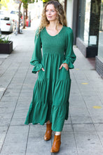 Load image into Gallery viewer, Beautiful You Smocked Ruffle Sleeve Maxi Dress in Green
