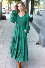 Load image into Gallery viewer, Beautiful You Smocked Ruffle Sleeve Maxi Dress in Green
