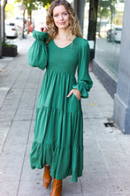 Load image into Gallery viewer, Beautiful You Smocked Ruffle Sleeve Maxi Dress in Green
