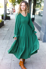 Load image into Gallery viewer, Beautiful You Smocked Ruffle Sleeve Maxi Dress in Green
