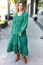 Load image into Gallery viewer, Beautiful You Smocked Ruffle Sleeve Maxi Dress in Green
