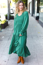 Load image into Gallery viewer, Beautiful You Smocked Ruffle Sleeve Maxi Dress in Green
