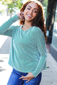 Hello Beautiful Rib Dolman Cropped Sweater Top in Green