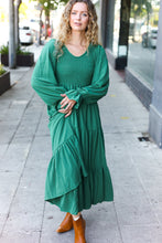 Load image into Gallery viewer, Beautiful You Smocked Ruffle Sleeve Maxi Dress in Green
