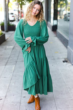 Load image into Gallery viewer, Beautiful You Smocked Ruffle Sleeve Maxi Dress in Green
