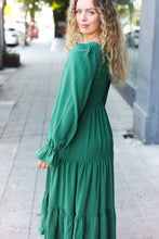 Load image into Gallery viewer, Beautiful You Smocked Ruffle Sleeve Maxi Dress in Green
