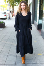 Load image into Gallery viewer, Beautiful You Smocked Ruffle Sleeve Maxi Dress in Black
