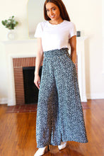 Load image into Gallery viewer, Let&#39;s Meet Up Black Animal Print Smocked Waist Palazzo Pants
