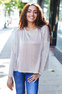 Hello Beautiful Rib Dolman Cropped Sweater Top in Camel