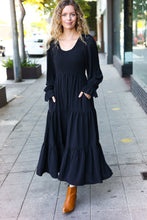 Load image into Gallery viewer, Beautiful You Smocked Ruffle Sleeve Maxi Dress in Black
