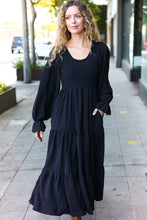 Load image into Gallery viewer, Beautiful You Smocked Ruffle Sleeve Maxi Dress in Black
