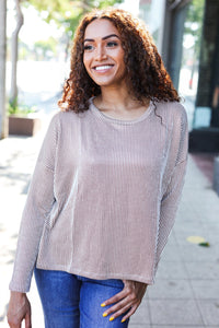 Hello Beautiful Rib Dolman Cropped Sweater Top in Camel