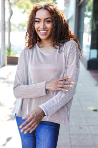 Hello Beautiful Rib Dolman Cropped Sweater Top in Camel