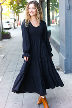 Load image into Gallery viewer, Beautiful You Smocked Ruffle Sleeve Maxi Dress in Black
