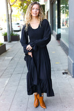 Load image into Gallery viewer, Beautiful You Smocked Ruffle Sleeve Maxi Dress in Black
