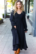 Load image into Gallery viewer, Beautiful You Smocked Ruffle Sleeve Maxi Dress in Black
