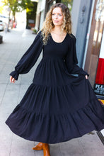 Load image into Gallery viewer, Beautiful You Smocked Ruffle Sleeve Maxi Dress in Black
