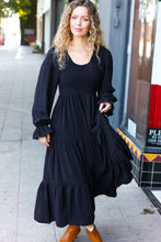 Load image into Gallery viewer, Beautiful You Smocked Ruffle Sleeve Maxi Dress in Black
