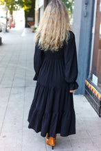 Load image into Gallery viewer, Beautiful You Smocked Ruffle Sleeve Maxi Dress in Black
