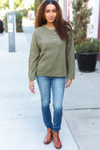 Load image into Gallery viewer, Beautiful You Moss Green Button Down Ribbed Sweater
