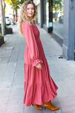 Load image into Gallery viewer, Beautiful You Smocked Ruffle Sleeve Maxi Dress in Marsala
