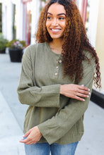 Load image into Gallery viewer, Beautiful You Moss Green Button Down Ribbed Sweater
