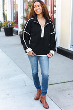 Load image into Gallery viewer, Catch Glances Cinched Waist Half Zip Up Fleece Jacket in Black
