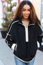 Load image into Gallery viewer, Catch Glances Cinched Waist Half Zip Up Fleece Jacket in Black
