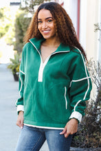 Load image into Gallery viewer, Catch Glances Cinched Waist Half Zip Up Fleece Jacket in Green
