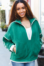 Load image into Gallery viewer, Catch Glances Cinched Waist Half Zip Up Fleece Jacket in Green
