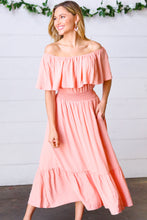 Load image into Gallery viewer, Good Living Smocked Waist Off-Shoulder Dress
