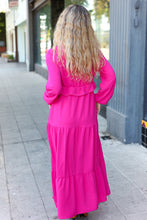 Load image into Gallery viewer, Beautiful You Pintuck Detail Frill V Neck Maxi Dress in Berry
