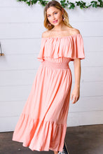 Load image into Gallery viewer, Good Living Smocked Waist Off-Shoulder Dress
