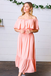 Good Living Smocked Waist Off-Shoulder Dress