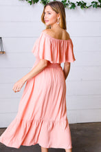 Load image into Gallery viewer, Good Living Smocked Waist Off-Shoulder Dress
