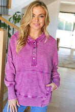 Load image into Gallery viewer, Call On Me French Terry Snap Button Hoodie in Violet
