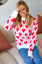 Load image into Gallery viewer, True Hearts Ivory &amp; Red Heart Oversized Sweater
