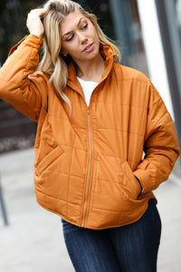 Eyes On You Quilted Puffer Jacket in Butterscotch