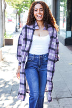 Load image into Gallery viewer, Fall Vibes Lavender Plaid Hacci Knit Open Cardigan
