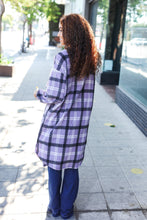 Load image into Gallery viewer, Fall Vibes Lavender Plaid Hacci Knit Open Cardigan
