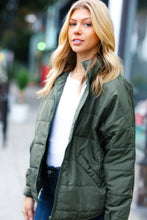 Load image into Gallery viewer, Eyes On You Quilted Puffer Jacket in Olive
