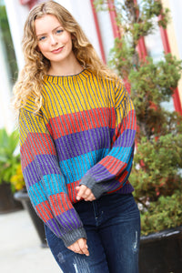 Take All of Me Stripe Oversized Sweater in Mustard & Cerulean